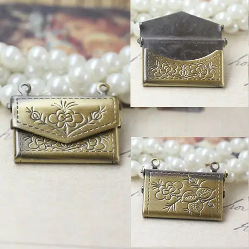 DIY аксессуары для ювелирных изделий 15*20 мм кошелек-образный фото медальон пустая Основа 2 шт оптовая продажа Античная бронза ожерелье подвеска & Шарм