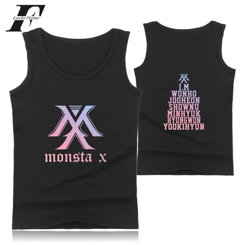 2018 монста х Tank Топы KPOP летнее платье в Корейском стиле с О-образным вырезом топы