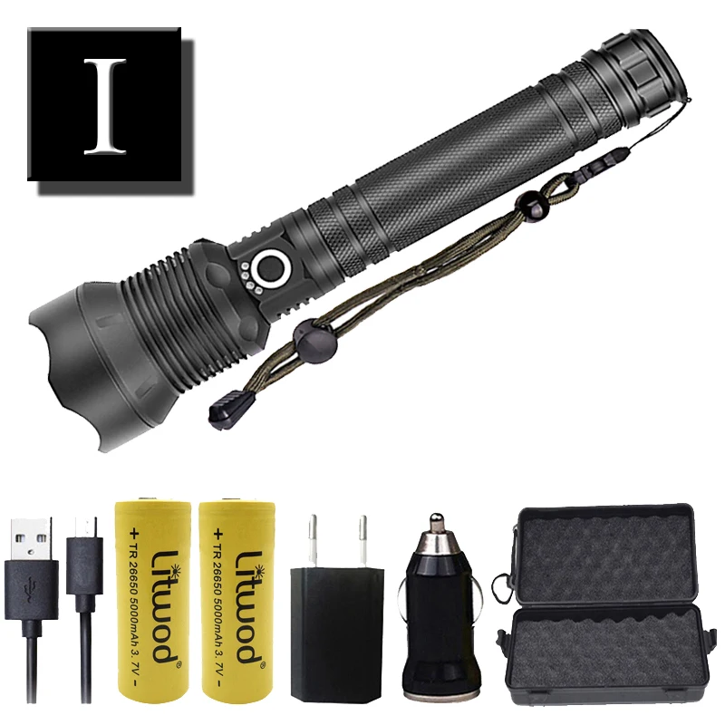 Option I Litwod Z201282 50000 люмен лампа XHP70.2 мощный фонарик Micro USB Zoom СВЕТОДИОДНЫЙ Фонарь XM-L2 U3 18650 или 26650 батареи для кемпинга - Испускаемый цвет: Option I