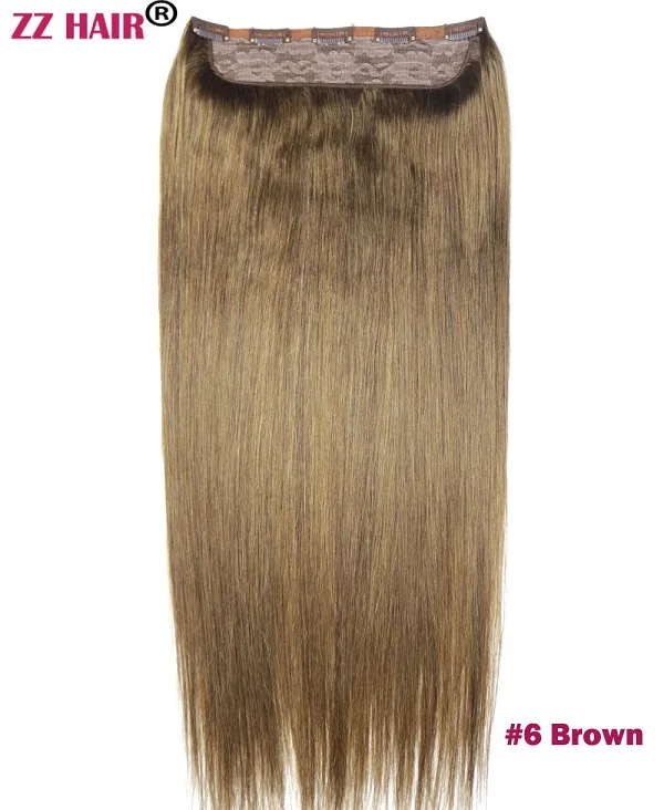 #6 ZZHAIR 100 г-200 г 1"-28" Искусственные волосы одинаковой направленности волос один кусок набор 5 клип в человеческие волосы для наращивания Натуральные Прямые Волосы - Цвет: #6