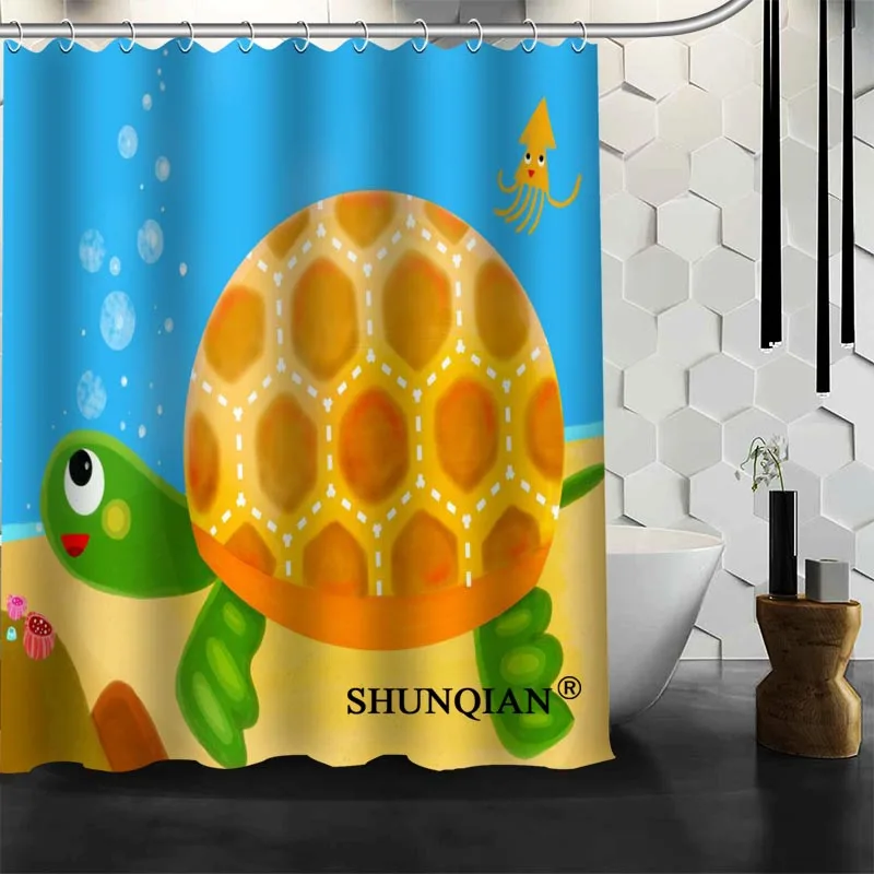 New Custom Tortoise Shower Curtains Polyester Bathroom Waterproof Bath Curtain Size 150X180cm165X200cm180X200cm | Дом и сад