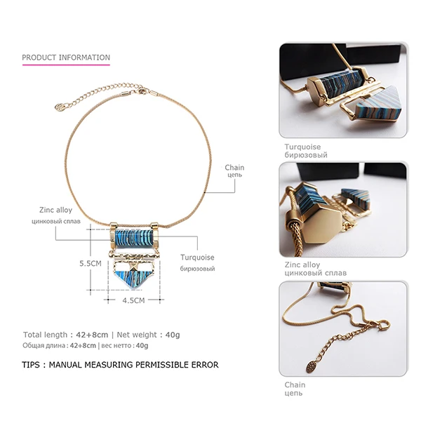 eManco Trending Vintage Геометрическая Choker цепи чокер& Подвески Женщины Turquoise Природные камни Синий Аксессуары Ювелирные изделия - Окраска металла: blue golden