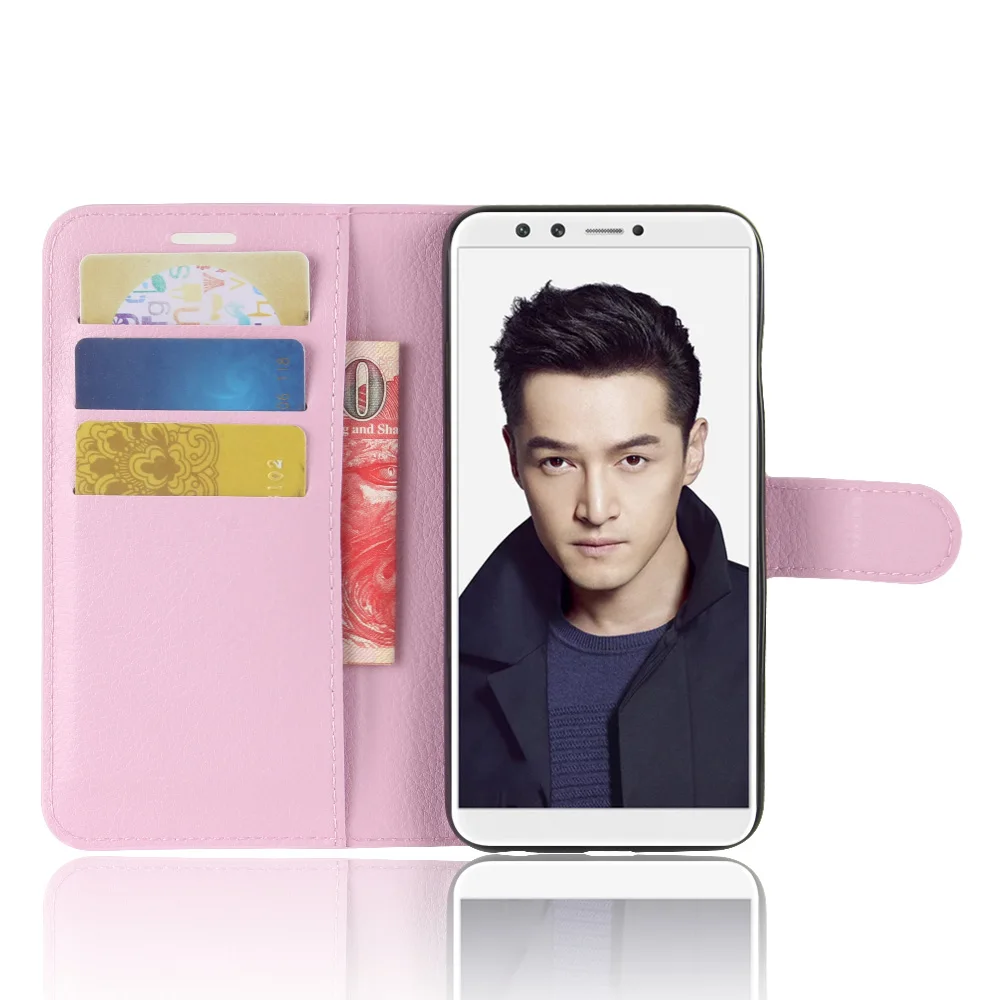 Роскошный кожаный чехол для Huawei P Smart 5.65 дюймов кремния назад бумажник Флип
