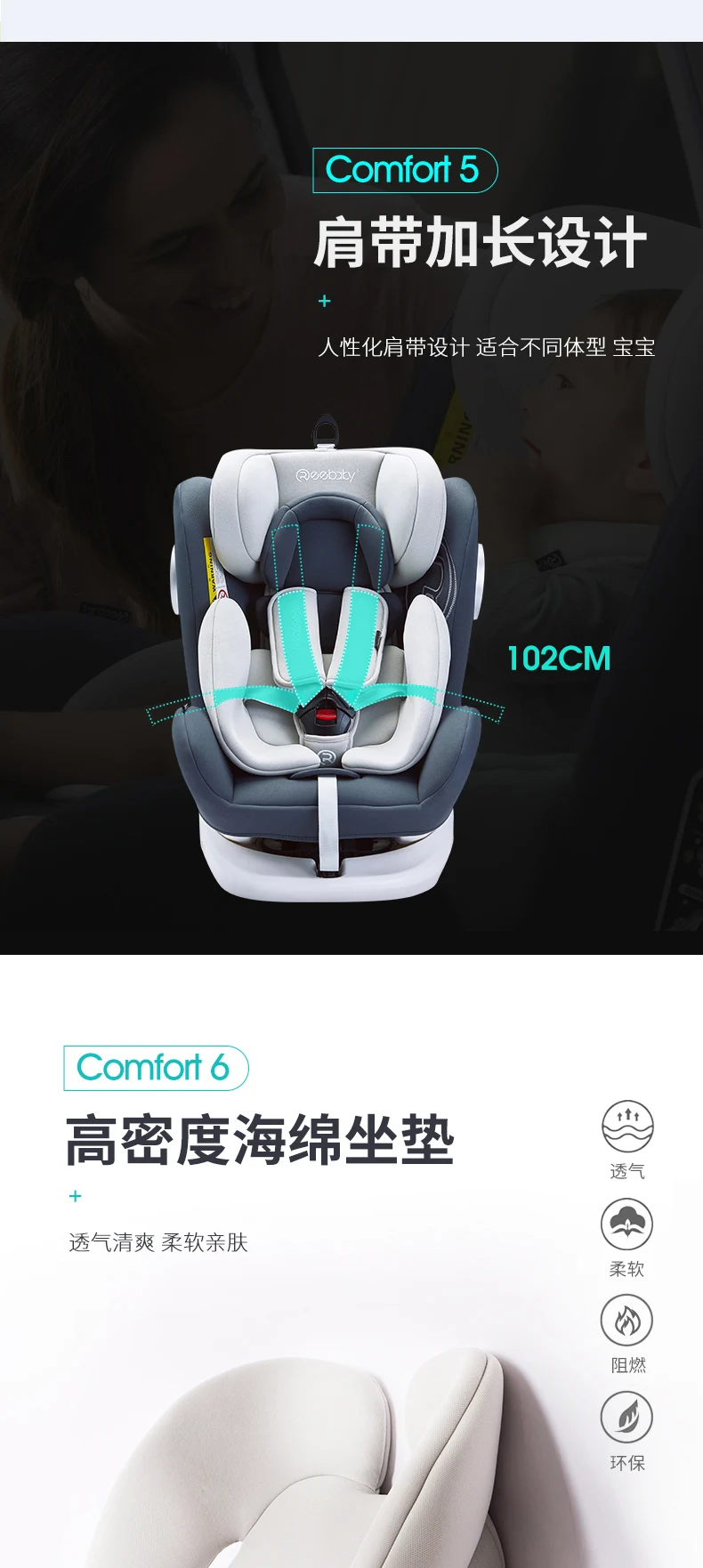 Reebaby Murphy автомобильное детское сиденье безопасности с Isofix интерфейс 0-12 лет ребенок может лежать детское автокресло с основанием