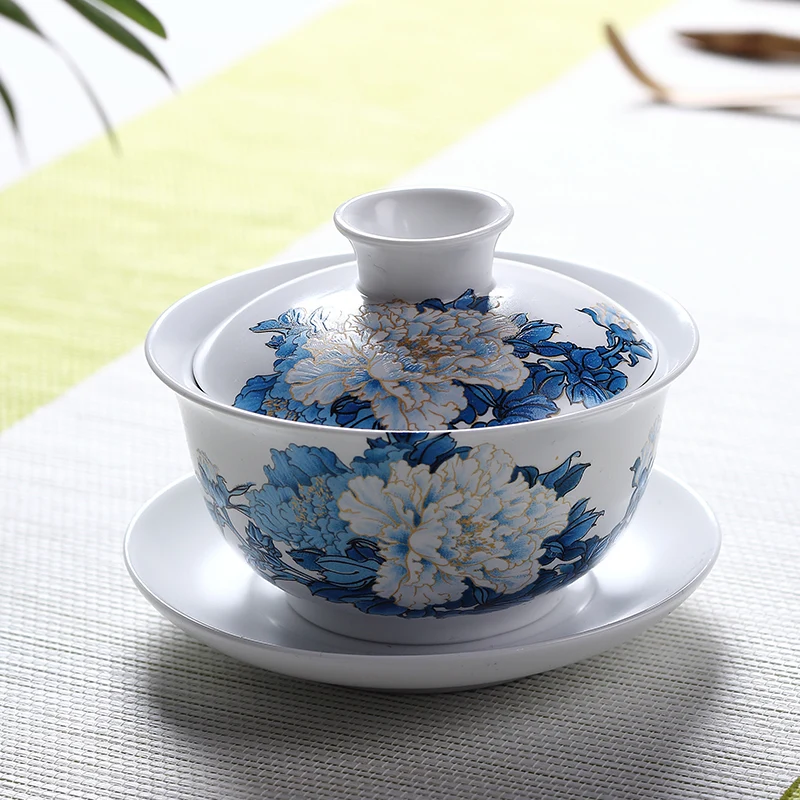 160 мл, китайский стиль, Gaiwan, керамическая фарфоровая аппликация, выбивает цветок, чайная чаша с крышкой, блюдце, набор, посуда для напитков, чайная посуда, чайная супница
