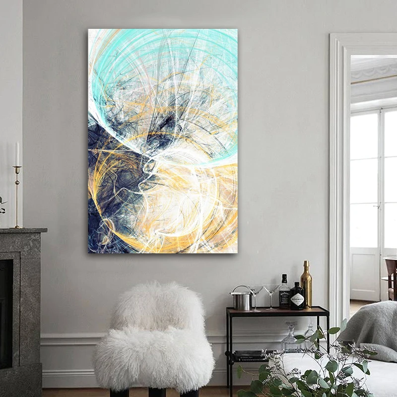 Постеры и принты на холсте с абстрактной геометрией черного золотого синего