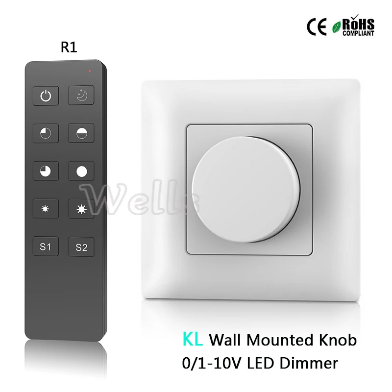 

Free shipping KL Wall Mounted Knob AC85-265V 0-10V led dimmer Output 1 channel 0-10V signal High voltage AC input relay output