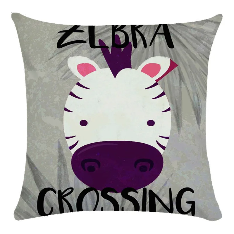 Ручная роспись мультфильм животных лиса обезьяна Пингвин Лев Зебра Подушка с