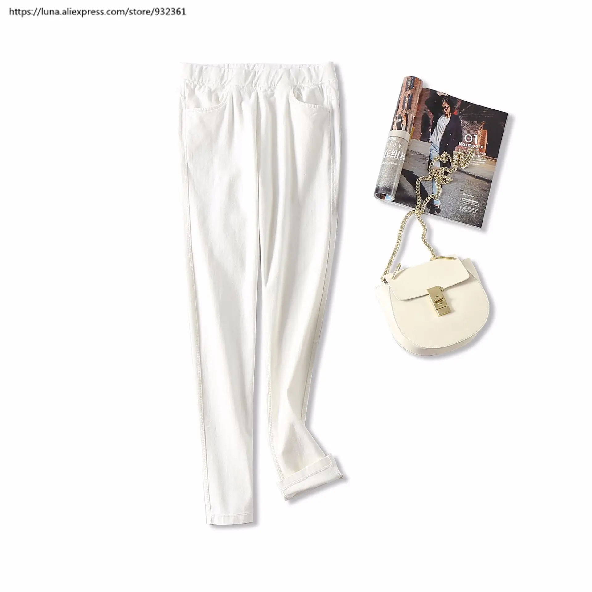 Женские мягкие узкие джинсы эластичные джинсовые брюки с высокой талией летние