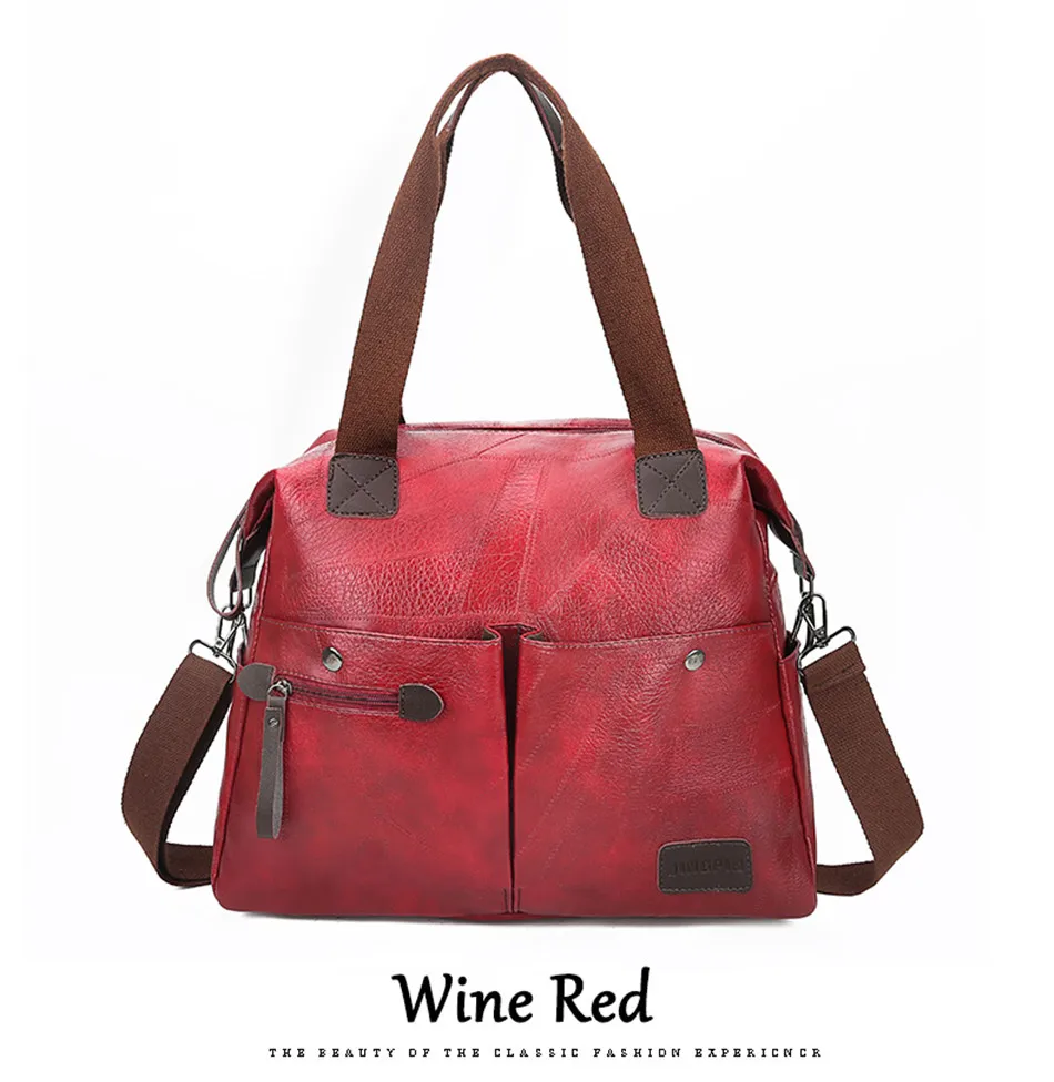 Multi-pocket Casual Large Capacity Women Tote Shoulder Bag PU Leather Ladies Handbag Messenger Bag Soft Shopping Crossbody Bag