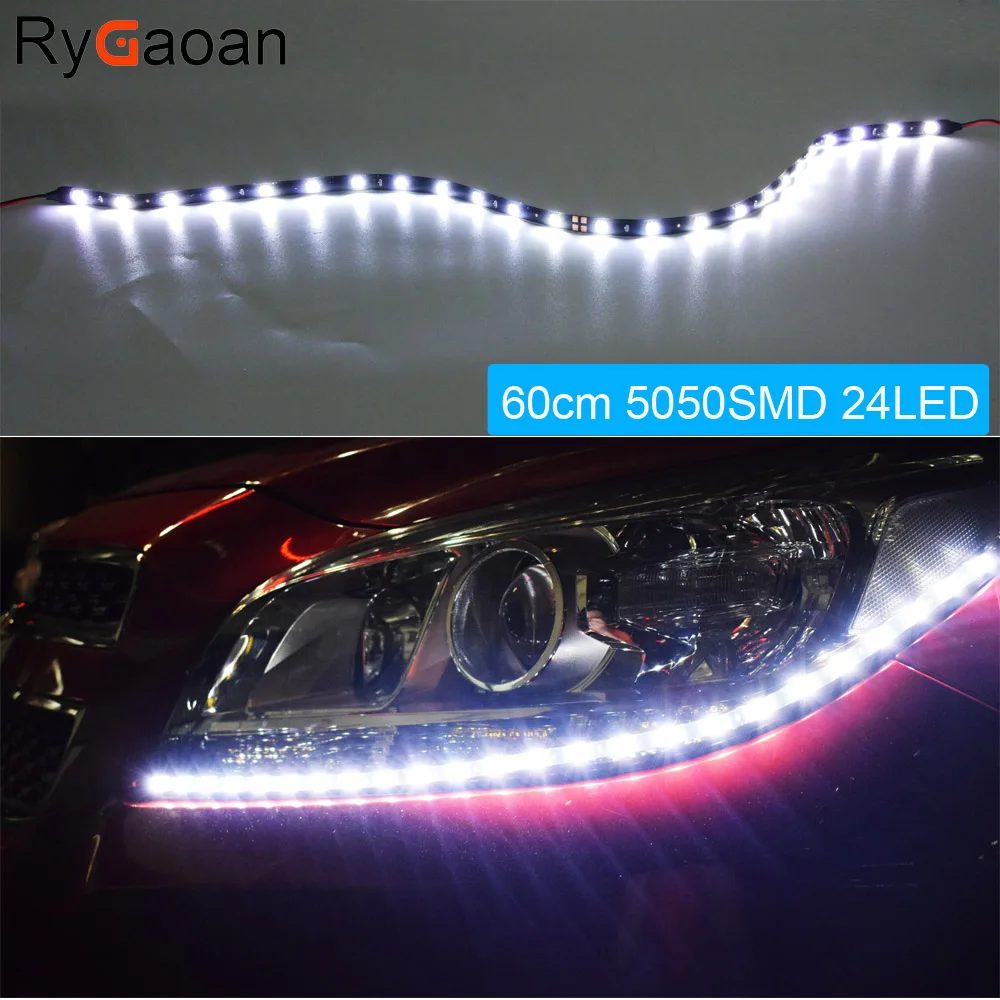 RyGaoan 1 шт. 60 см 5050 SMD 24 светодиодный DRL парковочный светильник для автомобиля гибкий