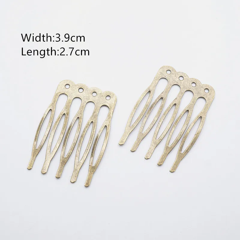6pcs 5teeth bronze 5/10 зубья металлическая расческа для волос бронзовый тон заколки для волос когти-шпильки Сделай Сам ювелирные изделия и компоненты свадебные принадлежности для волос HK107 - Цвет: 6pcs 5teeth bronze
