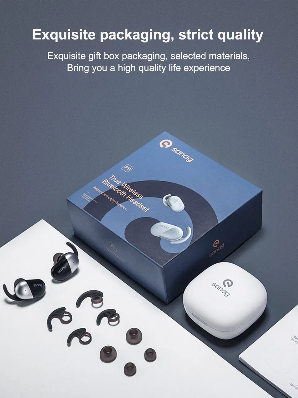 Sanag P5 Беспроводной наушники IPX56 водонепроницаемый True Беспроводной earbouds с микрофоном стерео звук Беспроводной наушники с зарядный чехол