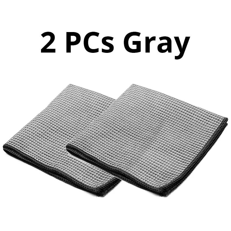 Gray 2 шт., полотенце для мытья автомобиля, для очистки стекла, для сушки воды, микрофибра, для очистки окна, протирание, автодетализация, вафельное переплетение для кухонной ванны 40*40 см - Цвет: Gray