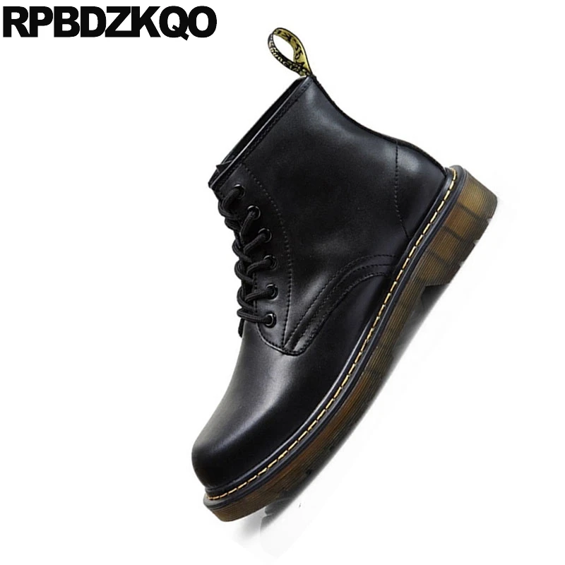 Армейские ботильоны взлетно-посадочной полосы ретро размера плюс черный военные
