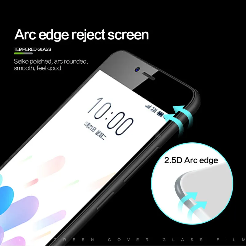 Полное покрытие экрана протектор для Meizu M5C стекло цвет Анти взрыв закаленное