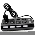 Высокоскоростной концентратор USB 2,0, 4 порта, индикатор включениявыключения, светодиодный переключатель общего доступа для офиса, семьи, ноутбукапланшета, ПК