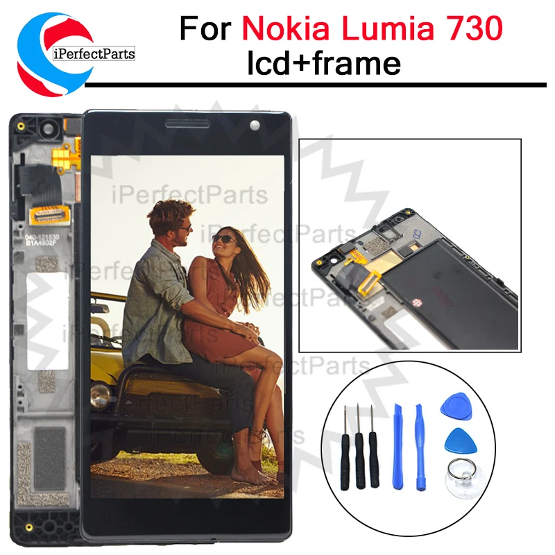ЖК дисплей с рамкой для Nokia Lumia 730 сенсорная панель две sim карты дигитайзер в сборе