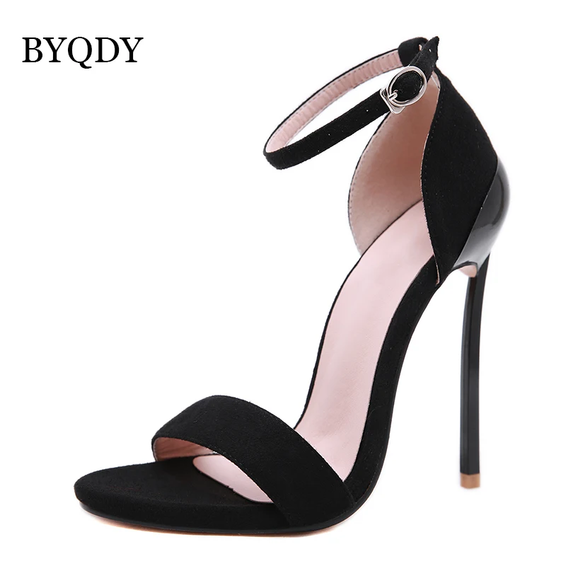 BYQDY Fashion Woman Sandals High Heels PU Leather Peep Toe Sexy Party Shoes Cover Ankle Strap Pumps Russian Size 42 | Обувь