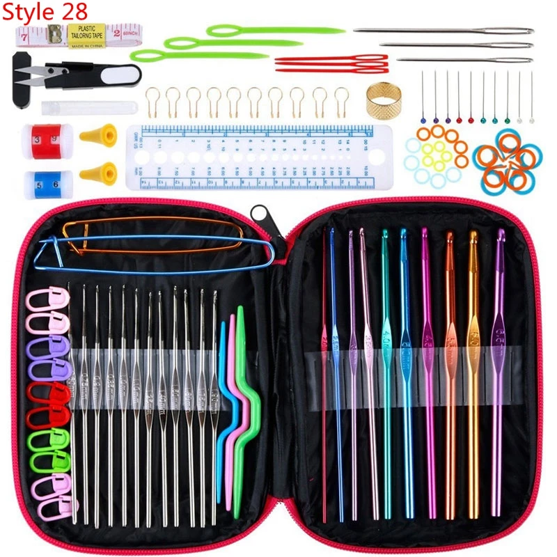 35 Styles Set Crochet Hook Set With Yarn Knitting Needles Sewing Tools Set Knit Gauge Scissors Stitch Holder Hook For Knitting - Цвет: Style 28