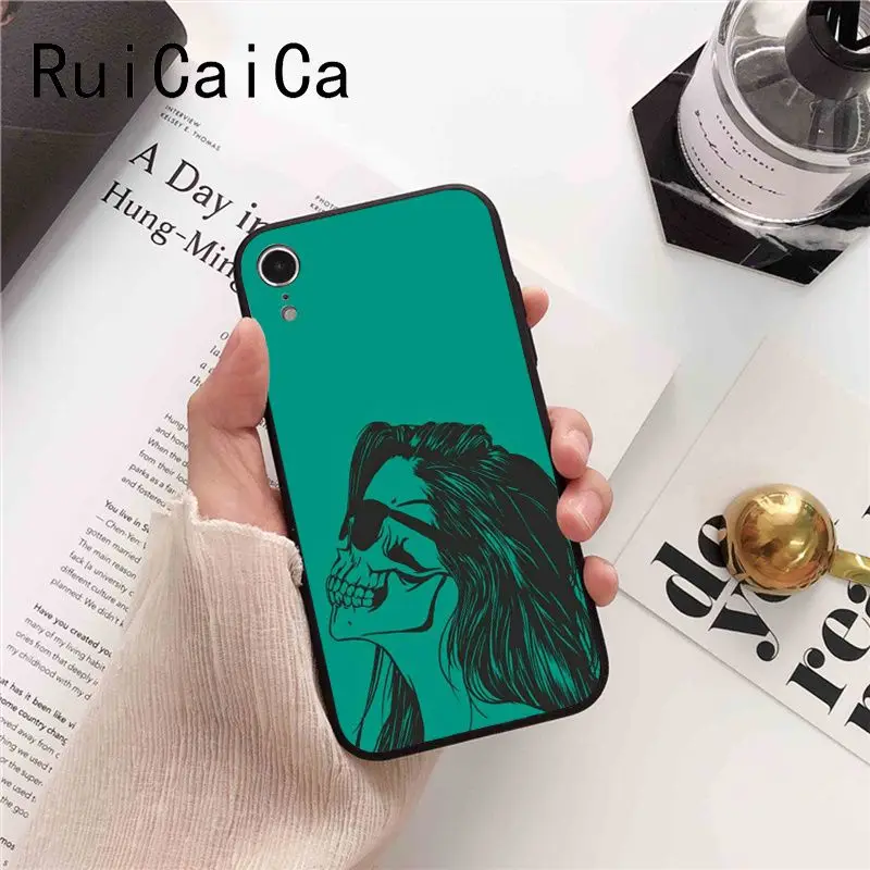 Ruicaica жуткий Череп Модный недавно прибывший черный чехол для телефона iphone 8 7 6 S Plus X