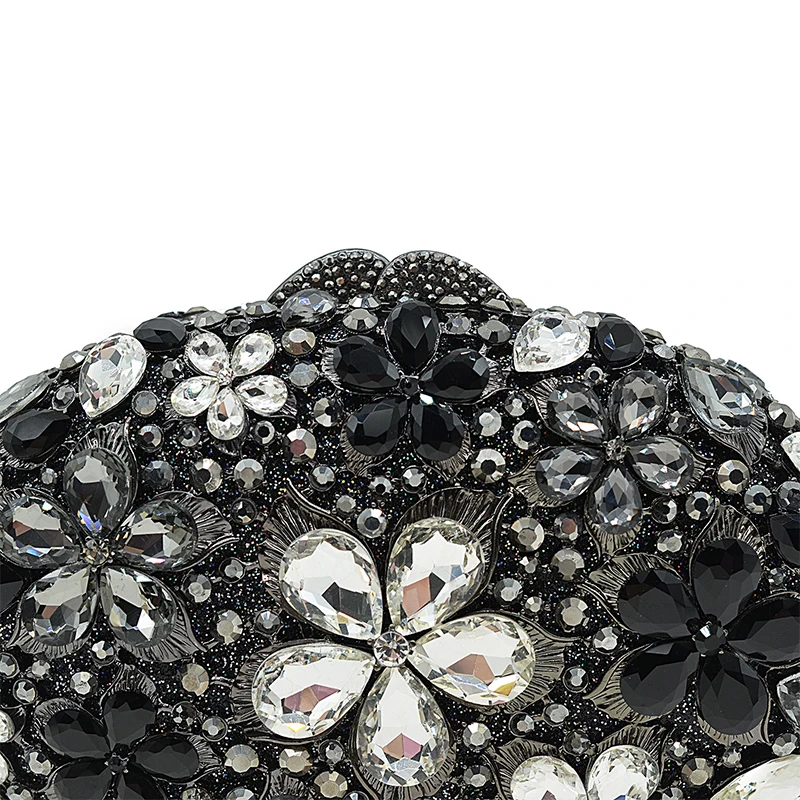 

Luxury White/Black Rhinestone Clutch Women Evening Bags Fashion Oval Shape Crystal Ladies Clutch Dinner Purse Designer Handbags