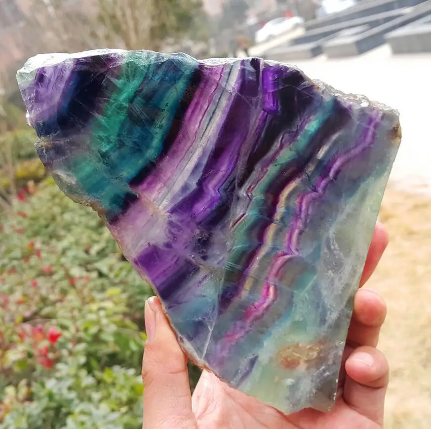 

640 g Natural multicolor fluorite crystal original stone specimens slice
