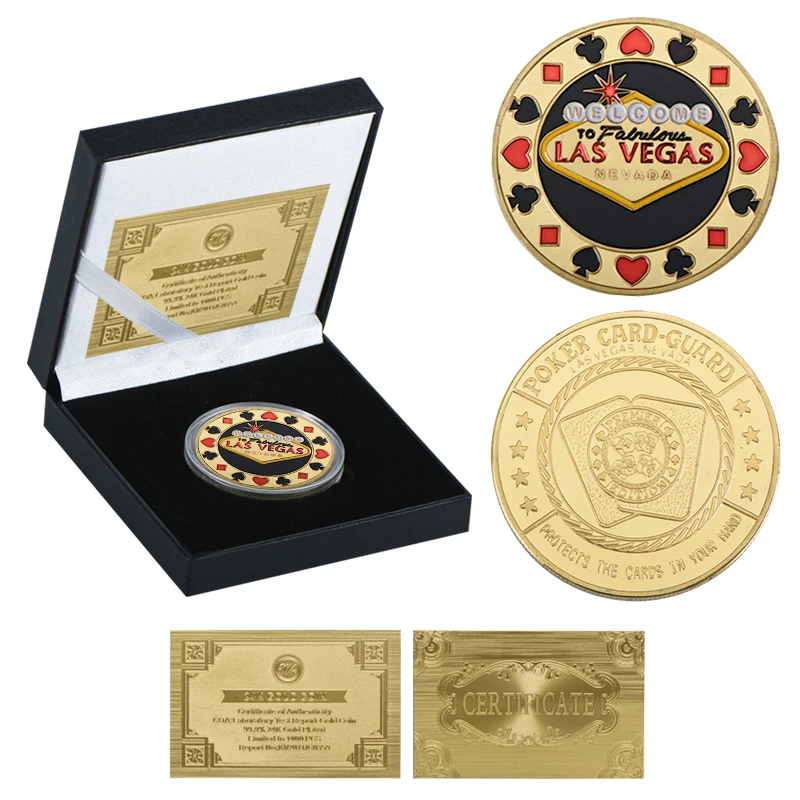 coin1 with box WR казино Las Vegas Poker Chips золотые коллекционные монеты с монетницей наградная монета сувениры Оригинальные подарки дропшиппинг - Цвет: coin1 with box