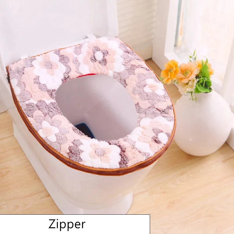 Brown Flower U тип туалет коврик зимнее пальто из плотного флиса кораллового цвета сиденье для унитаза крышка Ванная комната Универсальный Туалетная Подушка аксессуары дропшиппинг - Цвет: Brown Flower
