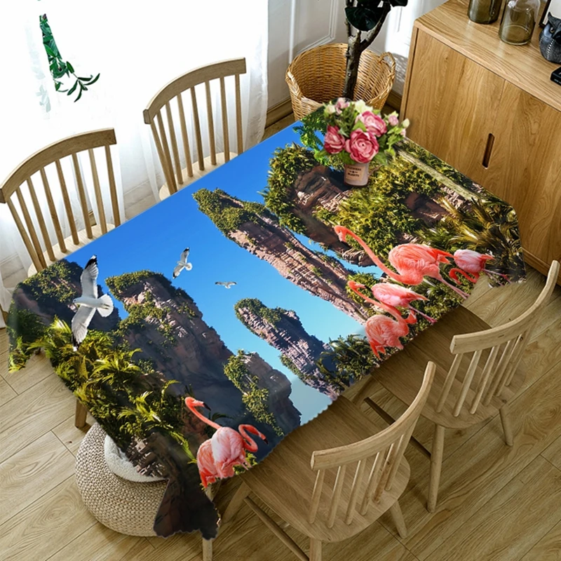 Скатерть на заказ пылезащитная 3D скатерть с рисунком красного фламинго зебры