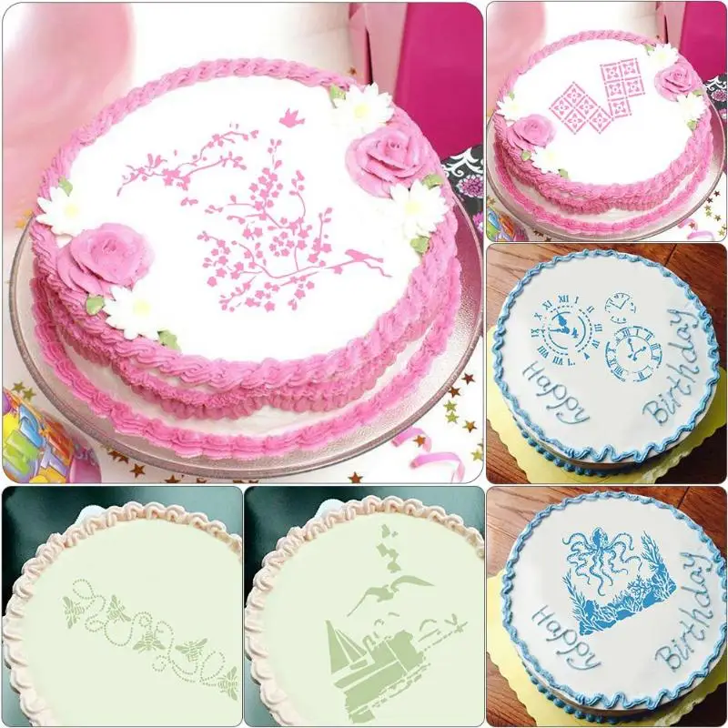 1 шт. пластиковые трафареты для торта Цветок спрей форма на день рождения