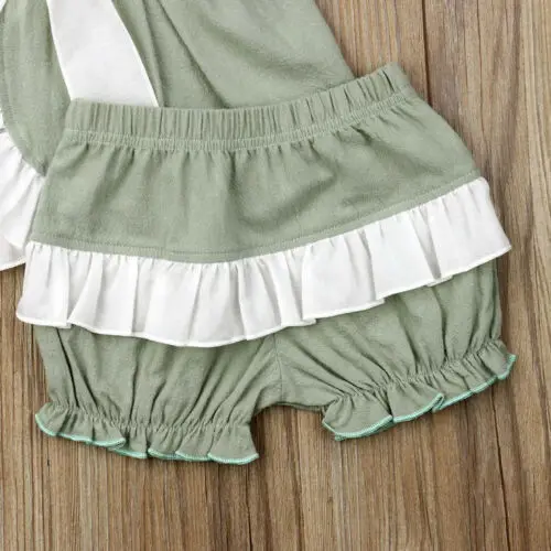 Одежда для новорожденных девочек Хлопковые топы с бантом + короткие штаны Летний