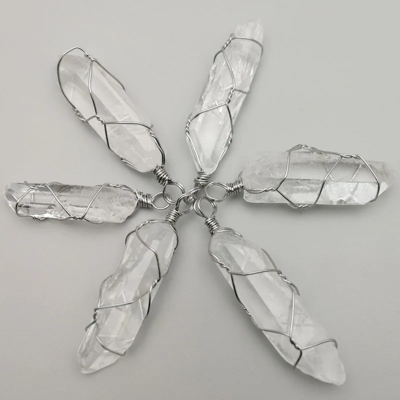 Модные неправильные каменные подвески-шармы из природного кварца белого цвета для изготовления ювелирных изделий, ожерелье с кристаллами в 6 штук в наборе.