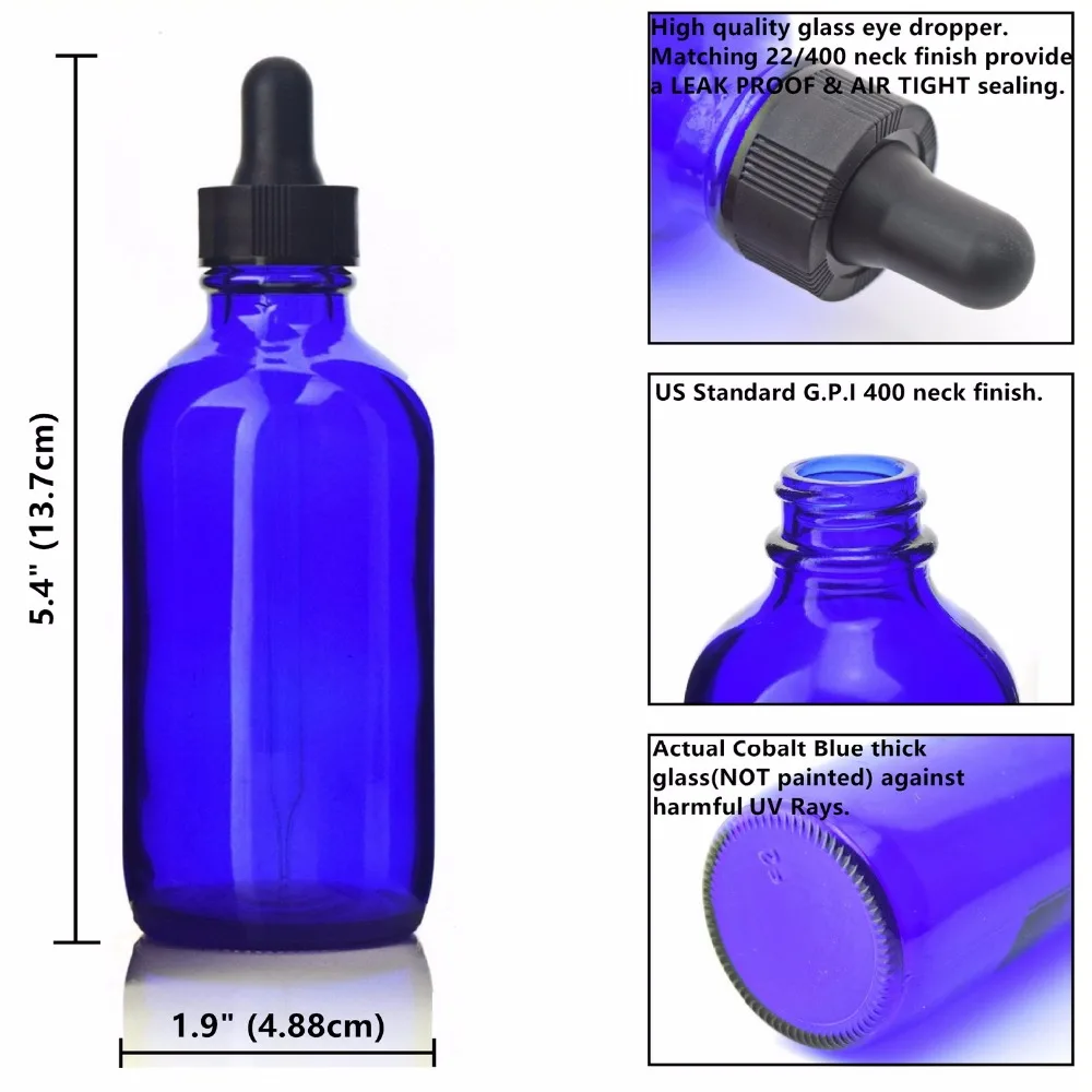 4X120 мл пустые кобальтовые синие 4 унции бостонские круглые стеклянные бутылки со