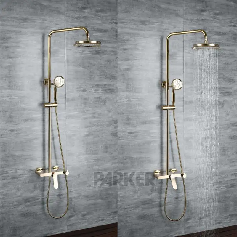 Матовый золотой тропический душ комплекты кран смеситель с ванной латунь