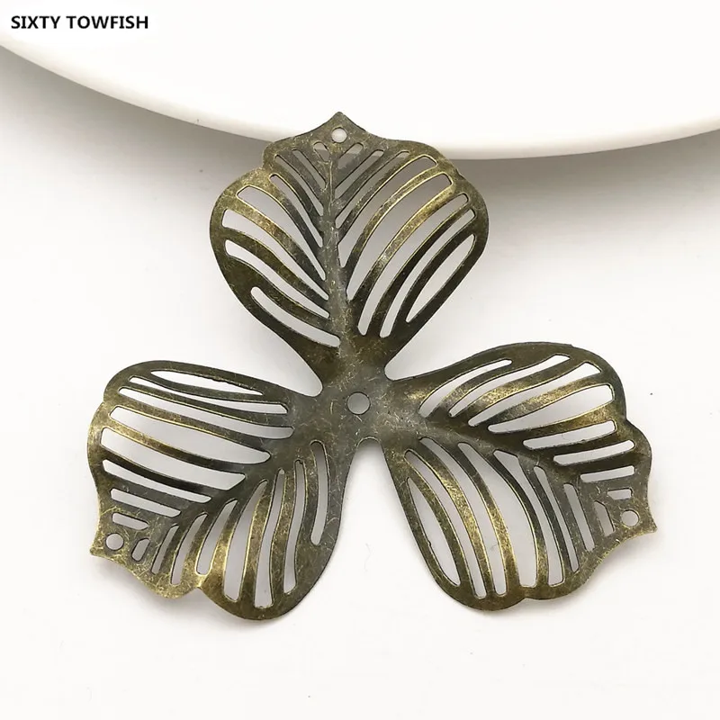 10 шт. 47 мм золотой цвет/белый K металлические Три листьев Φ ломтик очаровательные