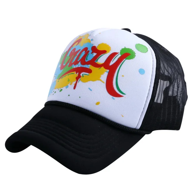 crazy white cap Акция, унисекс, женская, Мужская модная уличная Кепка с козырьком, кепка для велосипеда, персонаж грузовика, стильная сетчатая белая летняя бейсболка, Кепка От Солнца - Цвет: crazy white cap