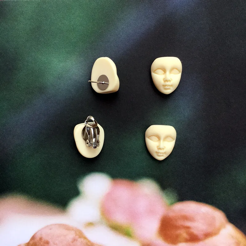 Японский Стиль модные гейш Лицо серьги гвоздики для женщин и девочек Забавные