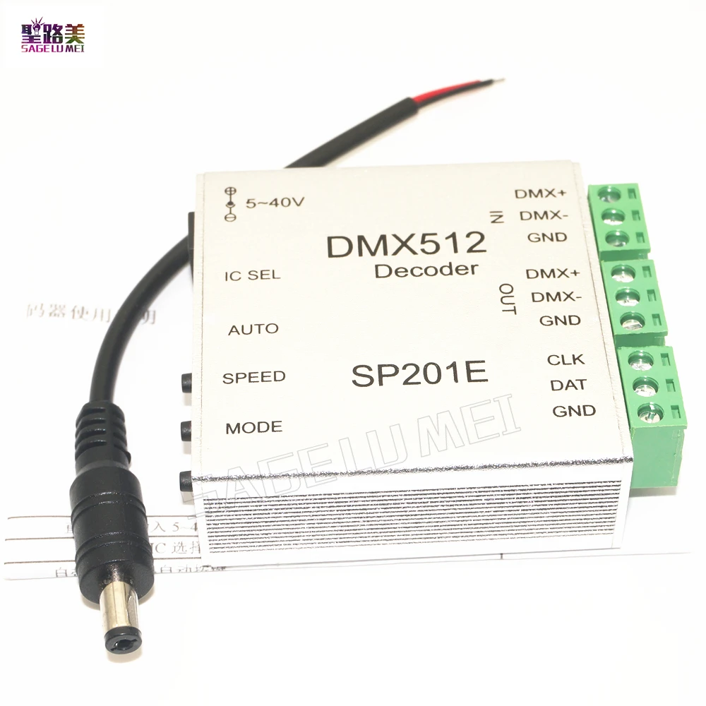

1pcs decoder operation instructions SP201E DMX512 led controller support almost every kind of LED-DRIVER-IC RGB controller
