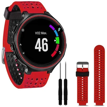 red black Мягкий силиконовый сменный ремешок для часов Garmin Forerunner 220 230 235 620 630 gps спортивные часы - Цвет: red black
