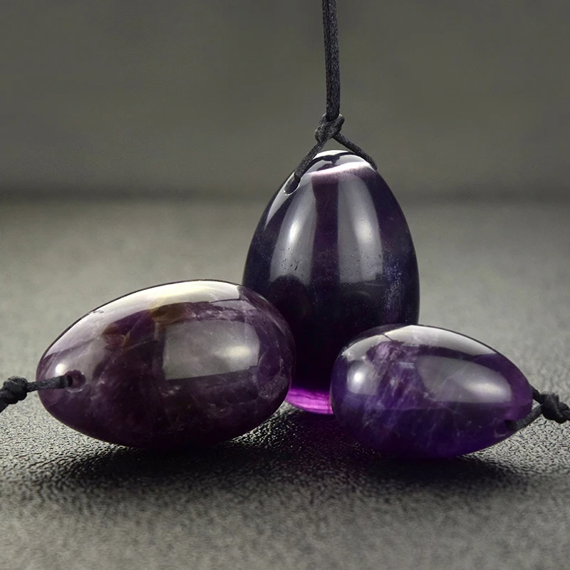 Пробуренное натуральное Аметист Кристалл Yoni яйцо для женщин Kegel упражнения