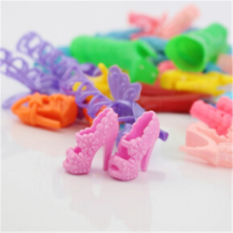 Модные Разноцветные босоножки на высоком каблуке 10 пар аксессуары для кукол