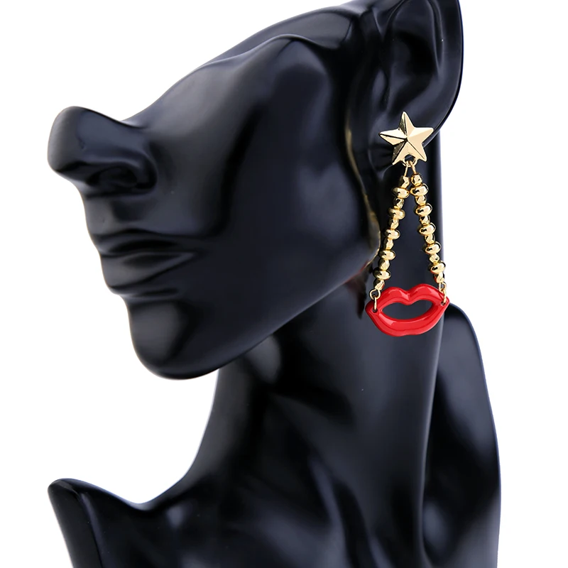 Женские серьги гвоздики с подвеской в форме рта|fashion stud earrings|stud earringsstud earrings for women |