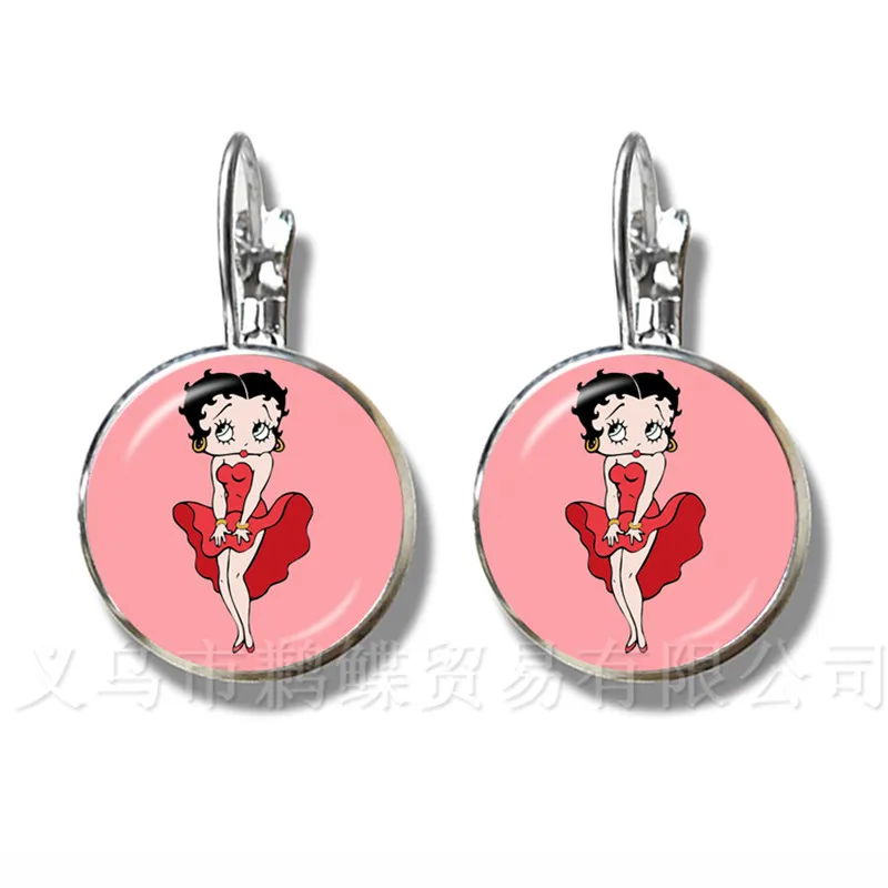 Классические серьги гвоздики с изображением персонажа мультфильма Бетти Буп 16