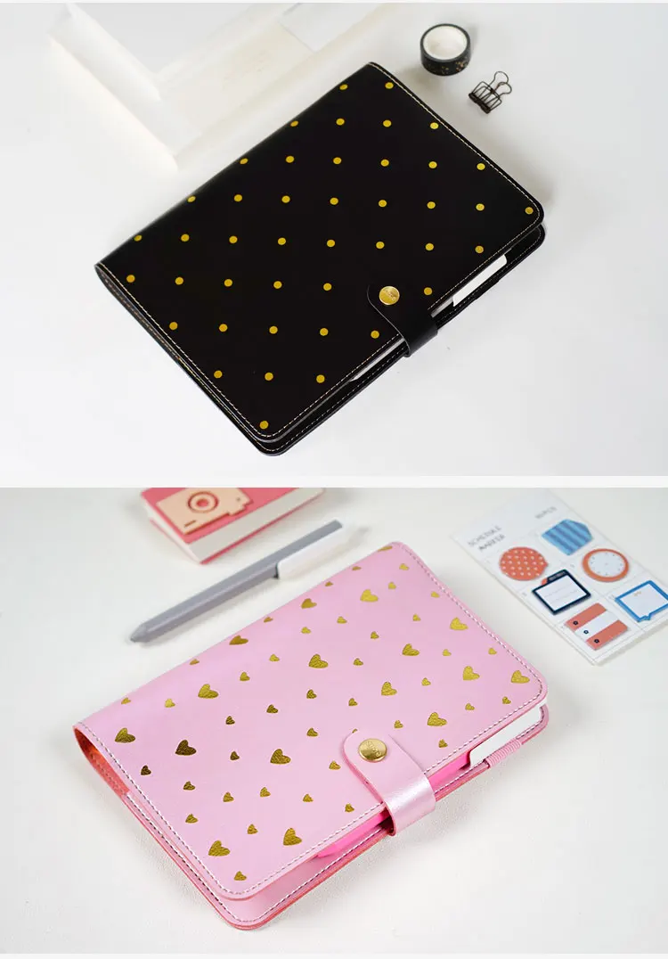 Kawaii кожаный блокнот A5 A6, записная книжка, дневник, портативный дневник, блокнот в горошек, планировщик список дел органайзер, кадерно