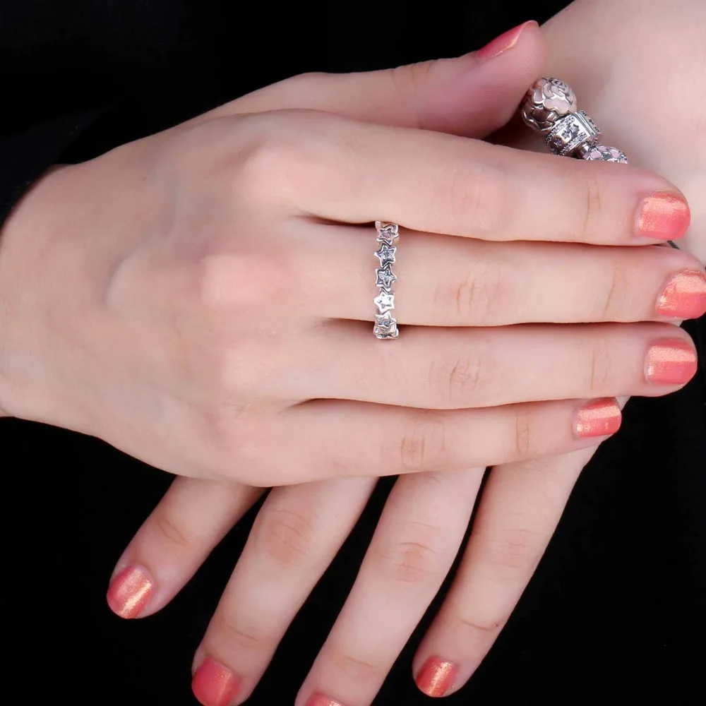 Jewelrypalace 100% 925 пробы серебро Мода звездное небо стекируемые перстни для девочек