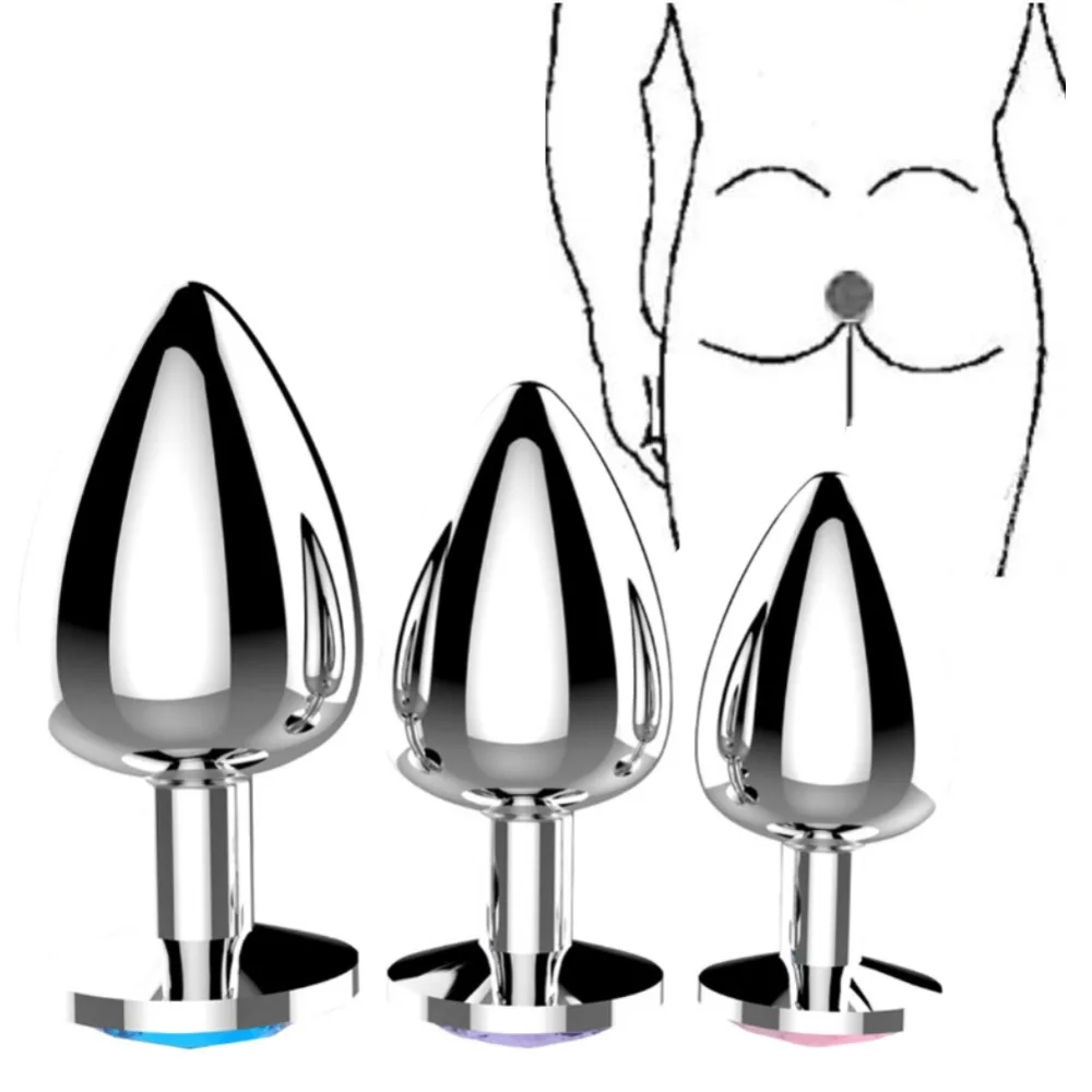 3 размера гладкий на ощупь металлическая Анальная пробка с кристаллами ювелирные