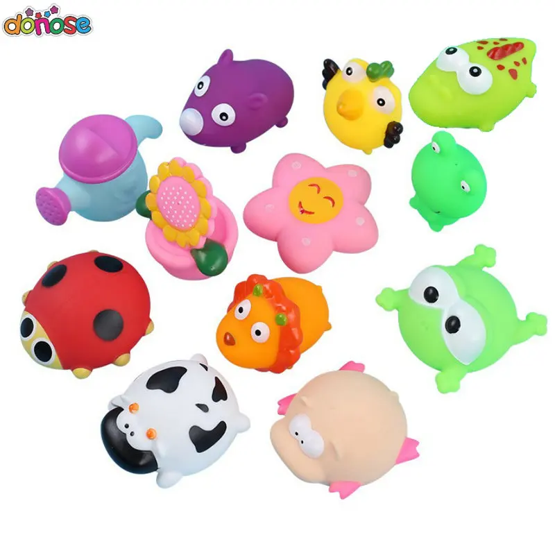 Игрушки для ванны, детский душ, утка, водное колесо, дельфин, игрушки, животные, для плавания, пляжные игрушки, утка, сдавливает звук, скрипучий, для детей, водные игрушки - Цвет: 12pcs as picture