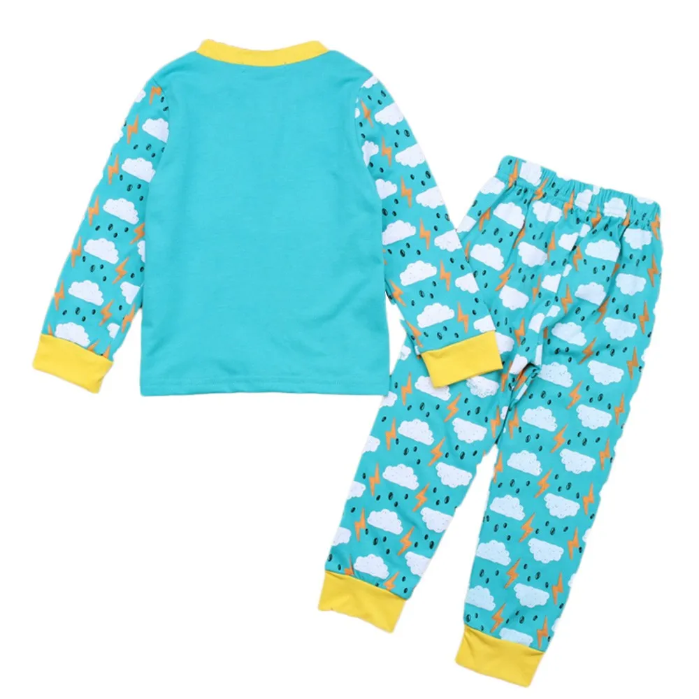 Комплект одежды для детей Пижамные комплекты маленьких мальчиков и девочек Топы