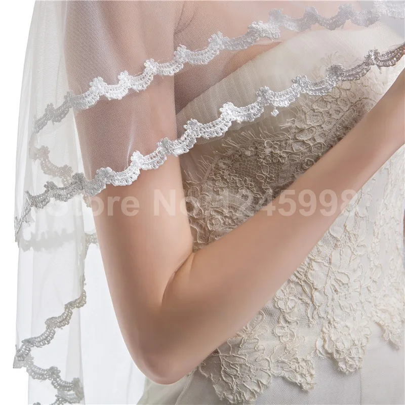 Горячие Продажа 2017 Новое Прибытие Белый Кот Короткие Люкс Свадебная Фата